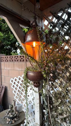 Hanging lamp planter