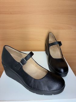 Soul Naturalizer Black Leather Wedge Mary Jane Shoes
