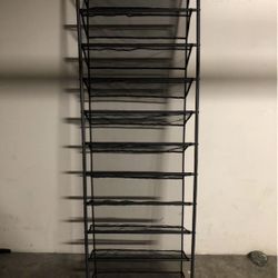Tall Black Metal Shoe Rack Organizer – 10 Tier – 71" Tall Storage Shelf