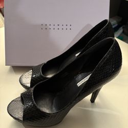 Vera Wang Lavender Selima Black Python Leather 