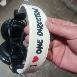 BEDAZZLED BLACK AND WHITE ONE DIRECTION HEADPHONES