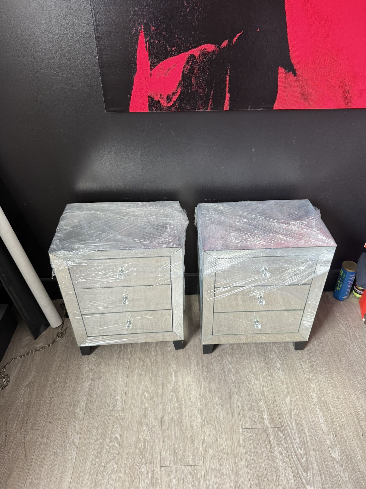 2 Mirror Bedside Tables