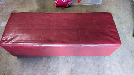 Red Faux Leather Storage Ottoman Bench