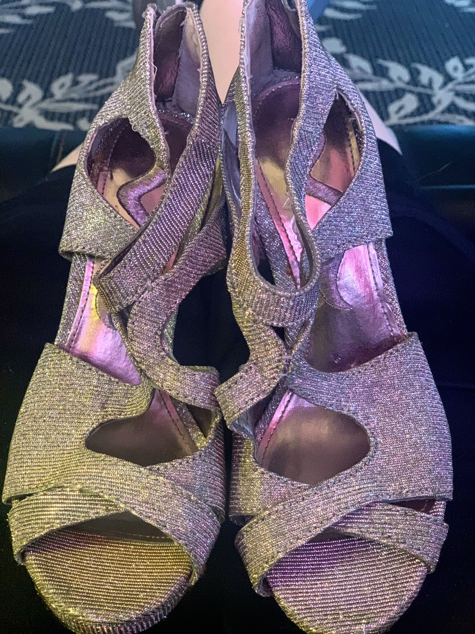Silver Glitter Looking Heels Size 6