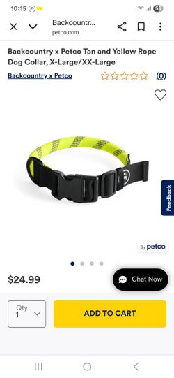 Backcountry x Petco Tan and Yellow Rope Dog Collar, X-Large/XX-Large