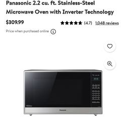 Panasonic Family Size 2.2CuFt Countertop Microwave Oven with Cyclonic Inverter Technology NN-SN97HS

Reg price $309.99

