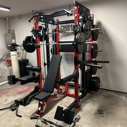 PRO SERIES Ultimate Half Rack Functional Trainer w/Smith Machine Bar | 400lb Stack | Gym Equipment | Fitness | Commercial | Squat Rack 