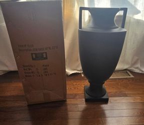 DecMode 22" Sleek Amphora Black Ceramic Vase with Handles,BRAND NEW