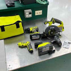 Ryobi 3 Pc Combo 2 Batteries And Charger