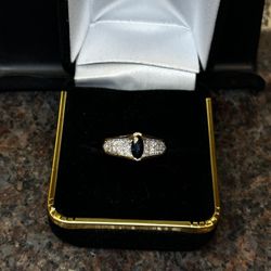 Women’s 14kt Blue Stone Diamond Ring 
