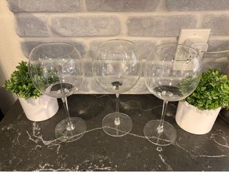 Set of 3 Etched Balloon Wine Glasses - Simi Valley