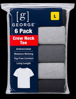George 6-Pack Crew Neck Tee Different Greys Men's Large
