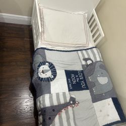 Modern Toddler Training Bed with Mattress – White Frame, Excellent Condition