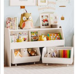 Kids Toy and Book Storage Organizer with Bins