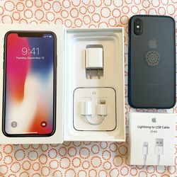 Apple iPhone X 256gb Unlocked Clean NEW battery 🔋 New glass New cable In box original owner No Tax $