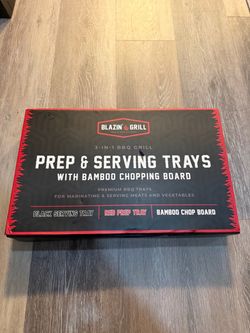 BLAZIN’ GRILL 3-in-1 BBQ Prep & Serving Tray Set with Bamboo Cutting Board