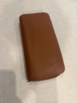 Brown Leather Zip-Around Wallet