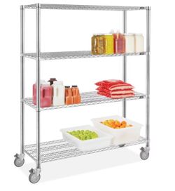 Uline chrome shelf wire rack 36”x14”x55” with wheels
