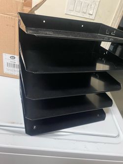 Black Metal 4-Tier Desktop File Organizer