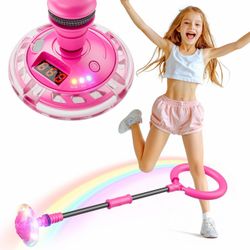 Flooyes Skip Ball for Kids, Ankle Skip Ball Toy with Counter, Timer and Cal Calculator, Girl Birthday Gifts for Age 6 7 8 9 10+, Rechargeable Colorful