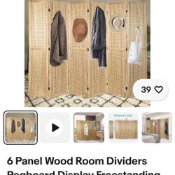 Wood Pegboard Room Divider