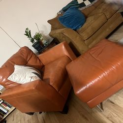 leather chair and ottoman