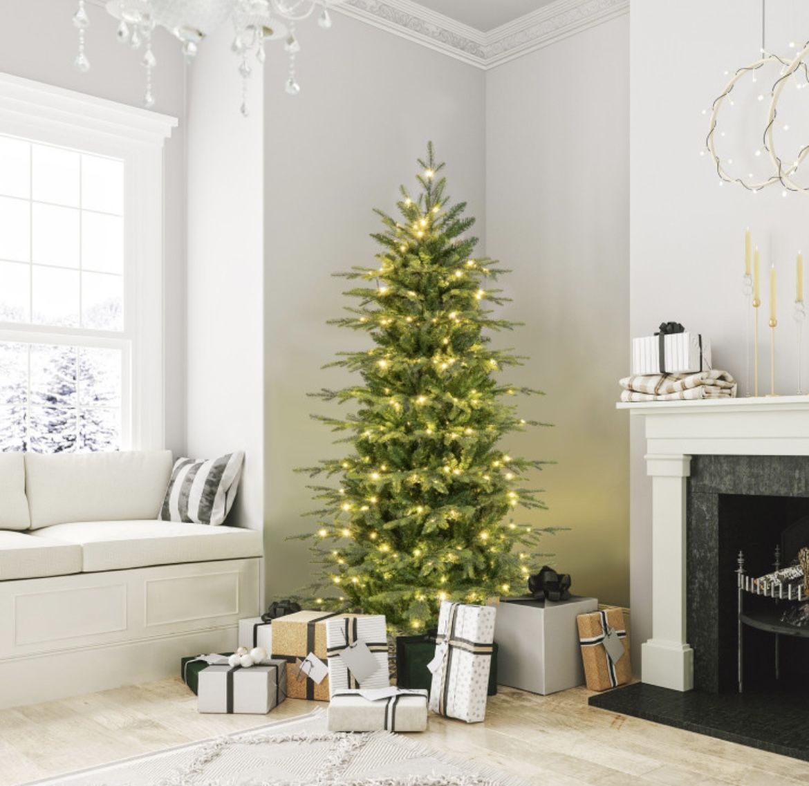 6 Feet Pre-Lit Artificial Christmas Tree LED  For Sale $50.00 50%+ OFF Retail $103.00 NEW IN BOX
