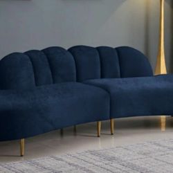 Divine Velvet 2-Piece Navy Sectional

