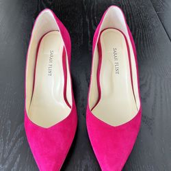 Sarah Flint perfect pump in “pomegranate suede”; size  37.5 (7.5 US)