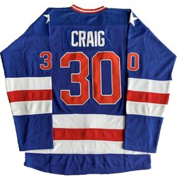 Brand New (Size 3XL) Adult Craig #30 Ice Hockey Jersey for USA 1980 Olympic Team w/ Stitched Letters and Numbers