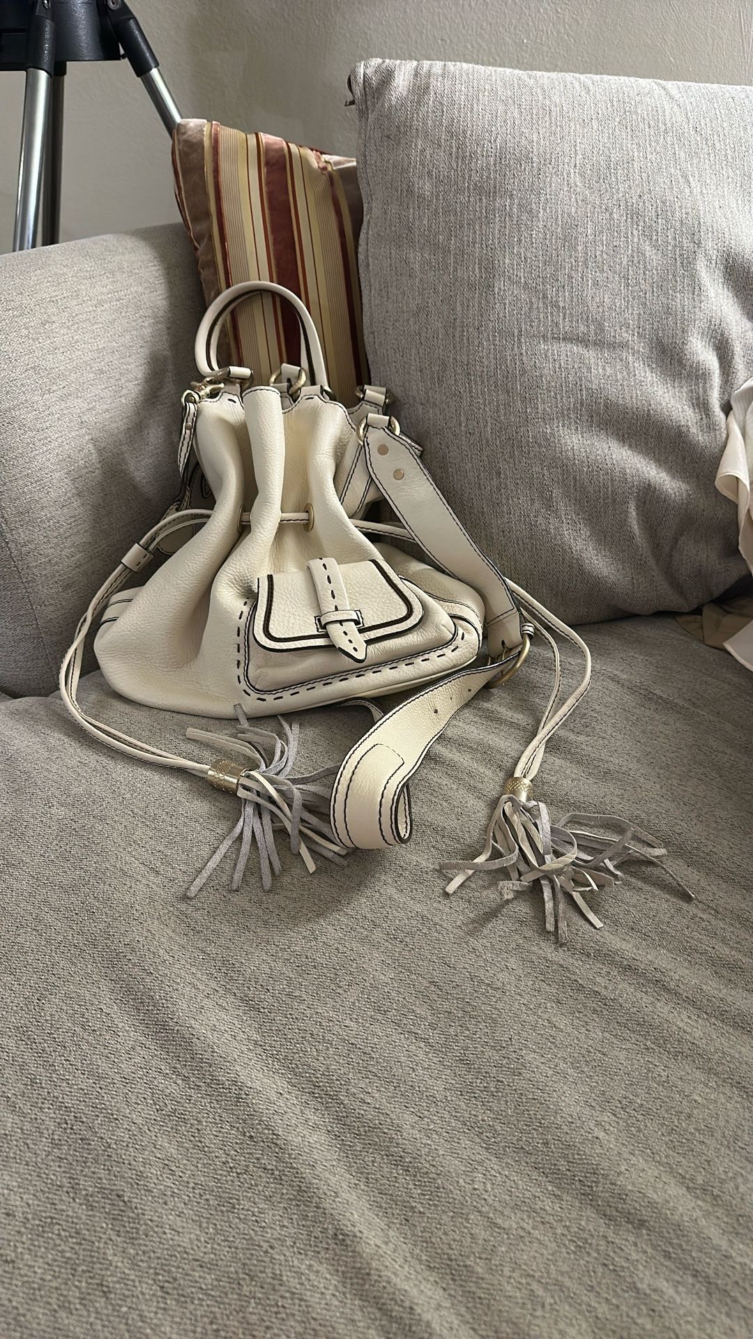 $150 NWOT Lancel Flirt Ivory/ White Off Leather Handbag