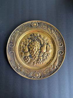 Vintage Brass Embossed Decorative Wall Plate