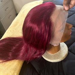 26” Straight burgundy human Hair 