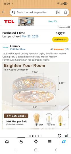 16.5" Caged Ceiling Fan with Light