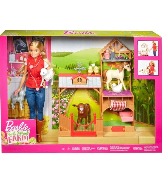 Barbie Sweet Orchard Farm Blonde Doll and Playset with Animals