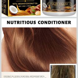 Hair Mask Treatment with Argan and Coconut Oil, Professional Repair Mask for Dry and Damaged Hair