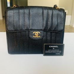 Vintage Vertical Chevron Chanel Caviar Let her