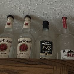 Empty Bourbon Bottles – Bar Decor (Four Roses, Evan Williams, Wild Turkey)
