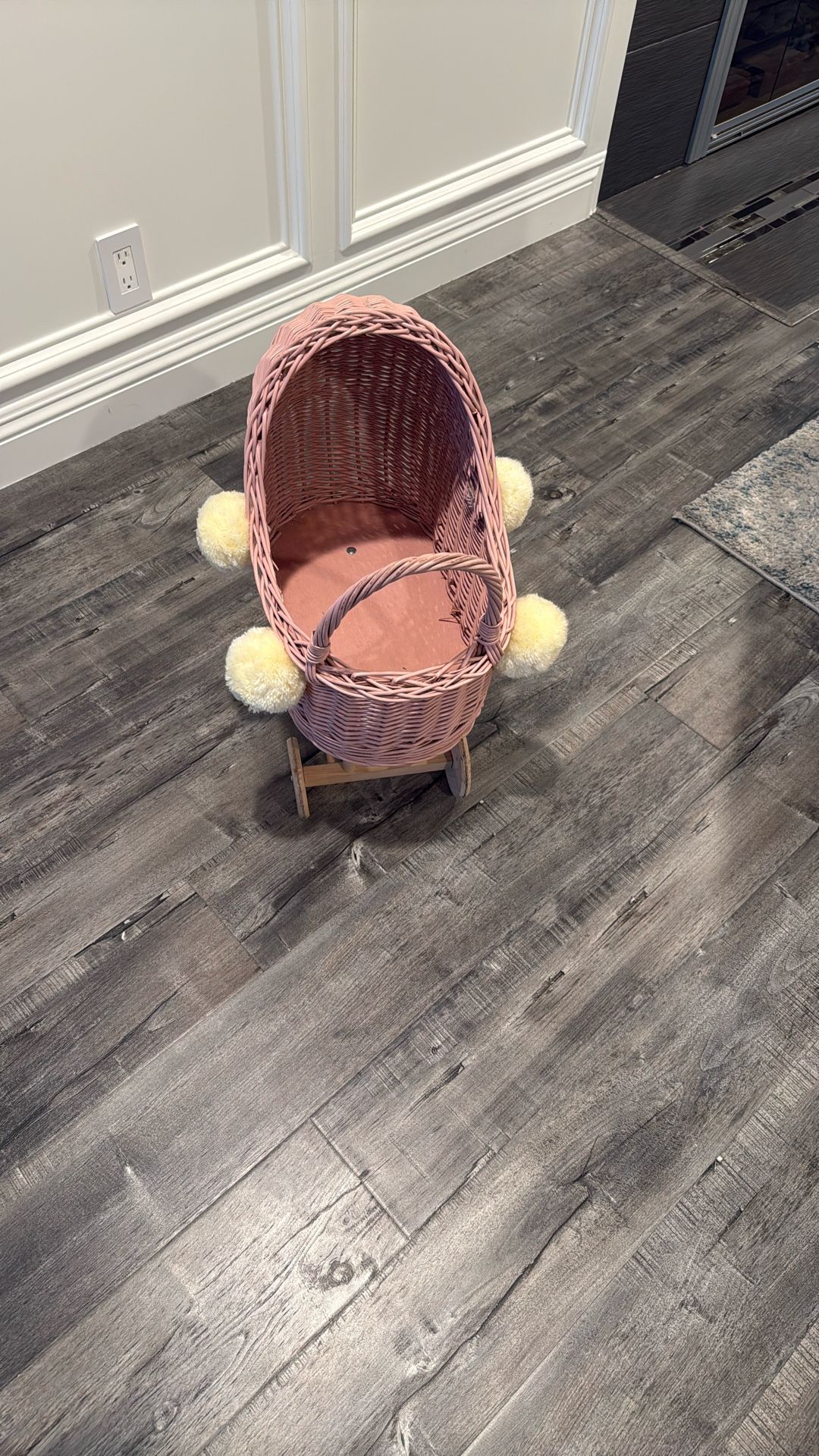 Pink Rattan Stroller