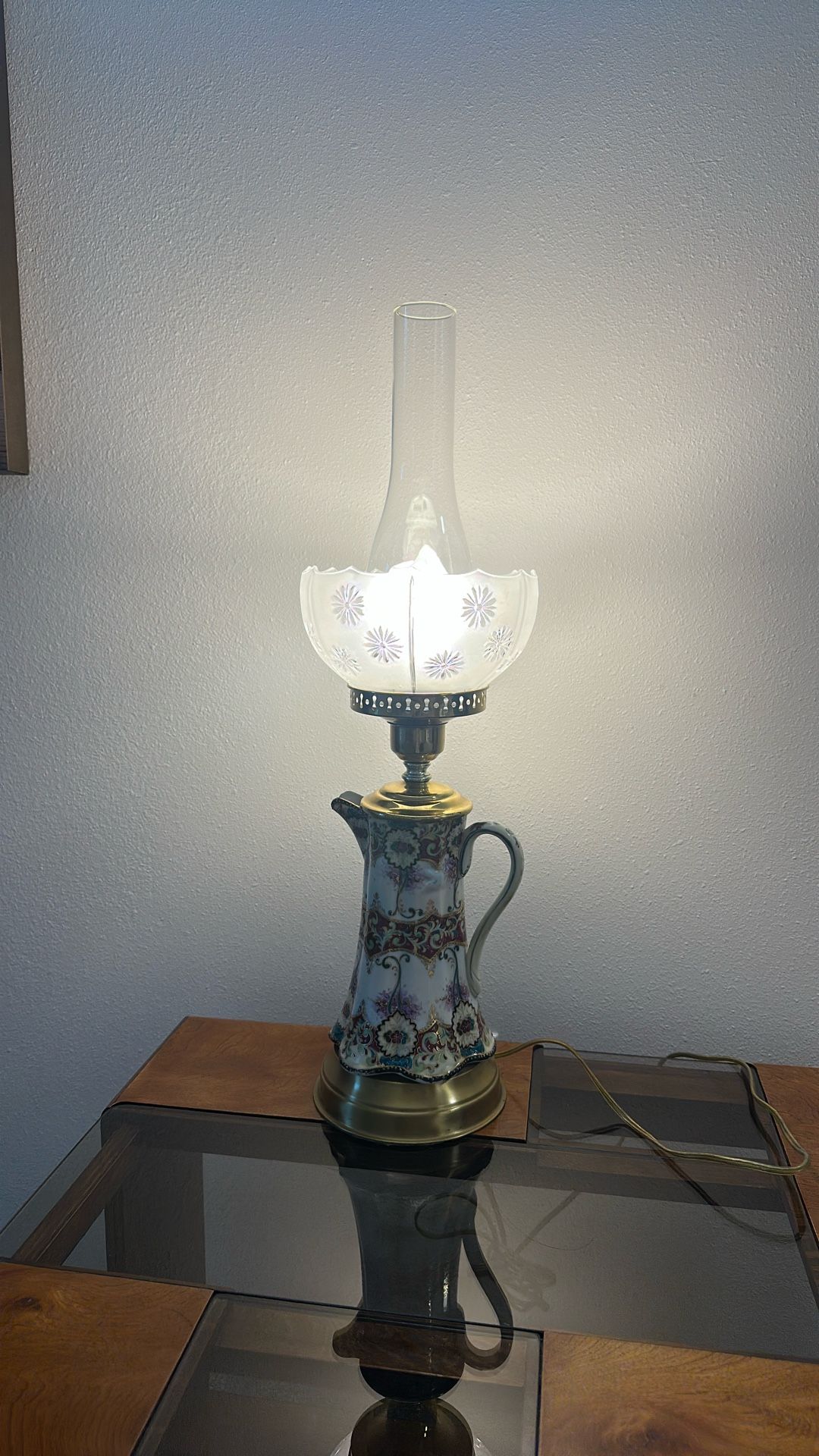 Refurbished Ceramic Coffee Pot Lamp Works Well