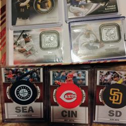MLB  LOT OF 7 COMMEMORATIVE TEAM LOGO PATCH RELICS AND MEDALLION CARDS 