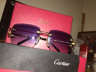 Authentic Cartier Glasses Big C s Nip Blue lenses gold frames for