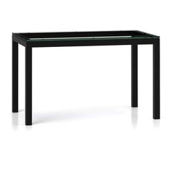 Crate & Barrel Parsons Clear Glass Top/ Dark Steel Base 48x28 Dining Table