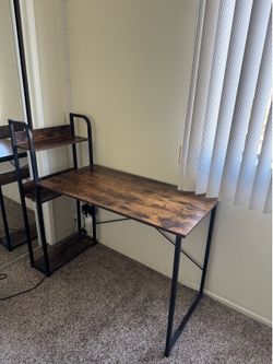 Computer table with shelves