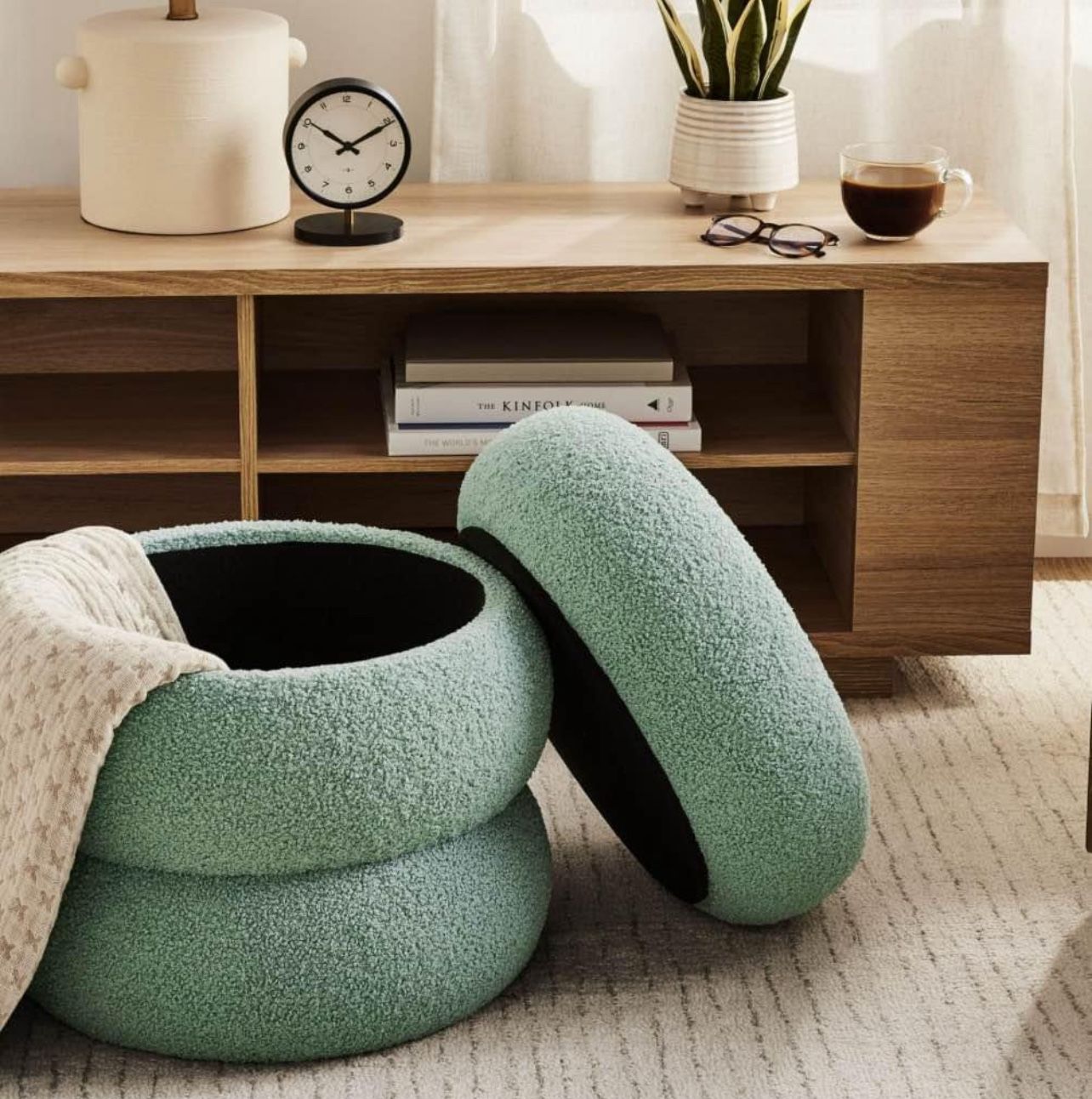 Boucle storage ottoman - NEW