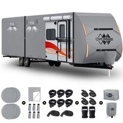 New in box OVCRNIBI Travel Trailer Cover 27'-30' RV Cover, Upgraded Extra-Thick 6 Layers Top Camper Cover, Waterproof, Anti-UV & Rip-Resistant, with T