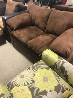 New Chocolate Loveseat Mega couch and loveseat deals today!