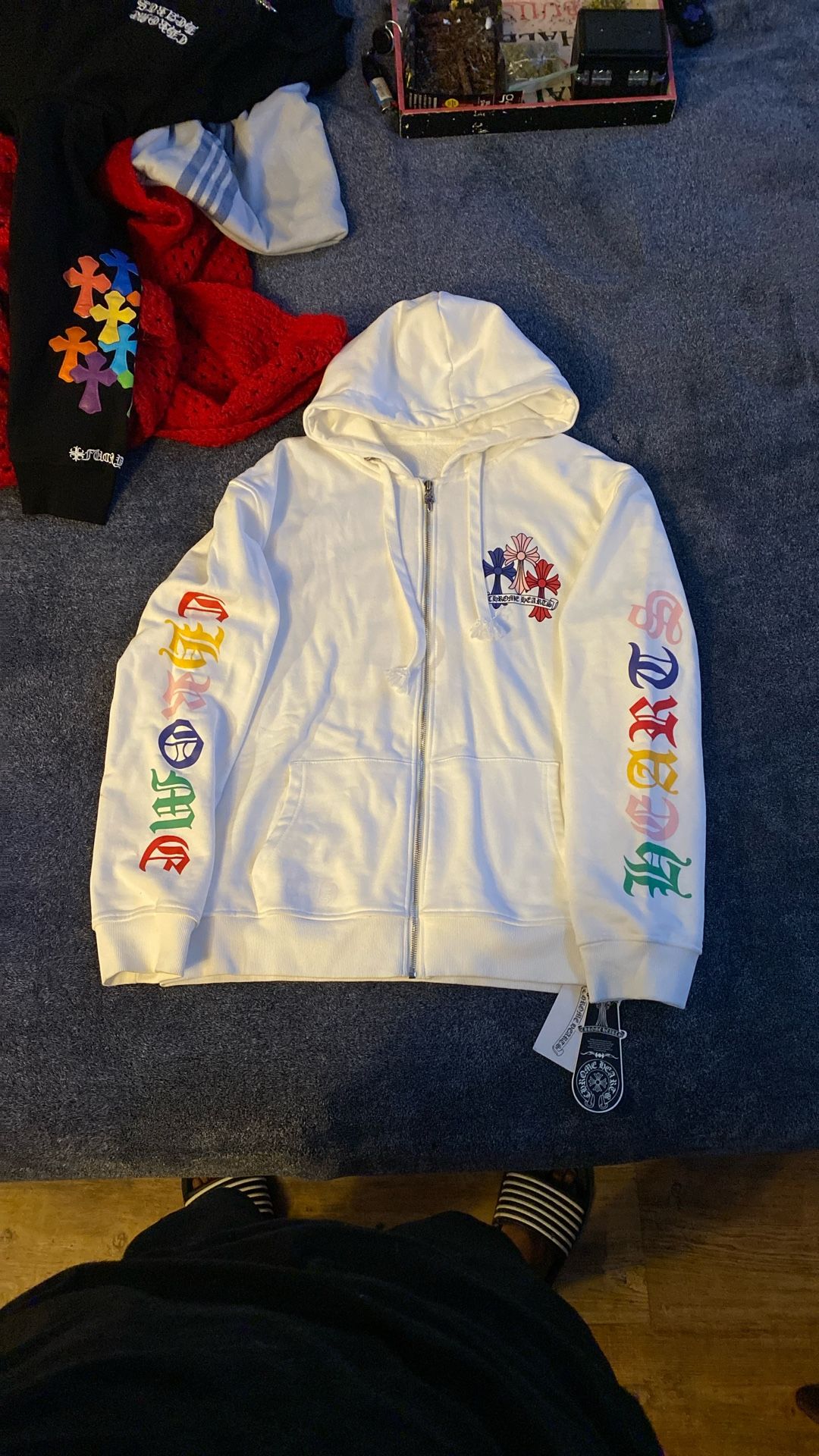 Chrome Hearts “white” Multi-color Cross Zip Up Size- L