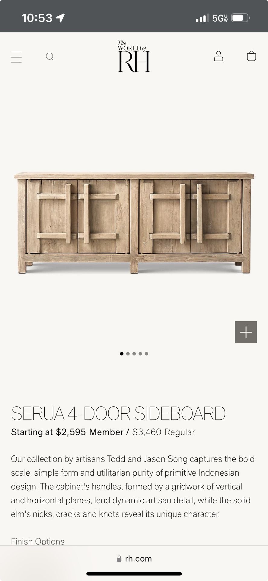 Restoration Hardware Sideboard Cabinet