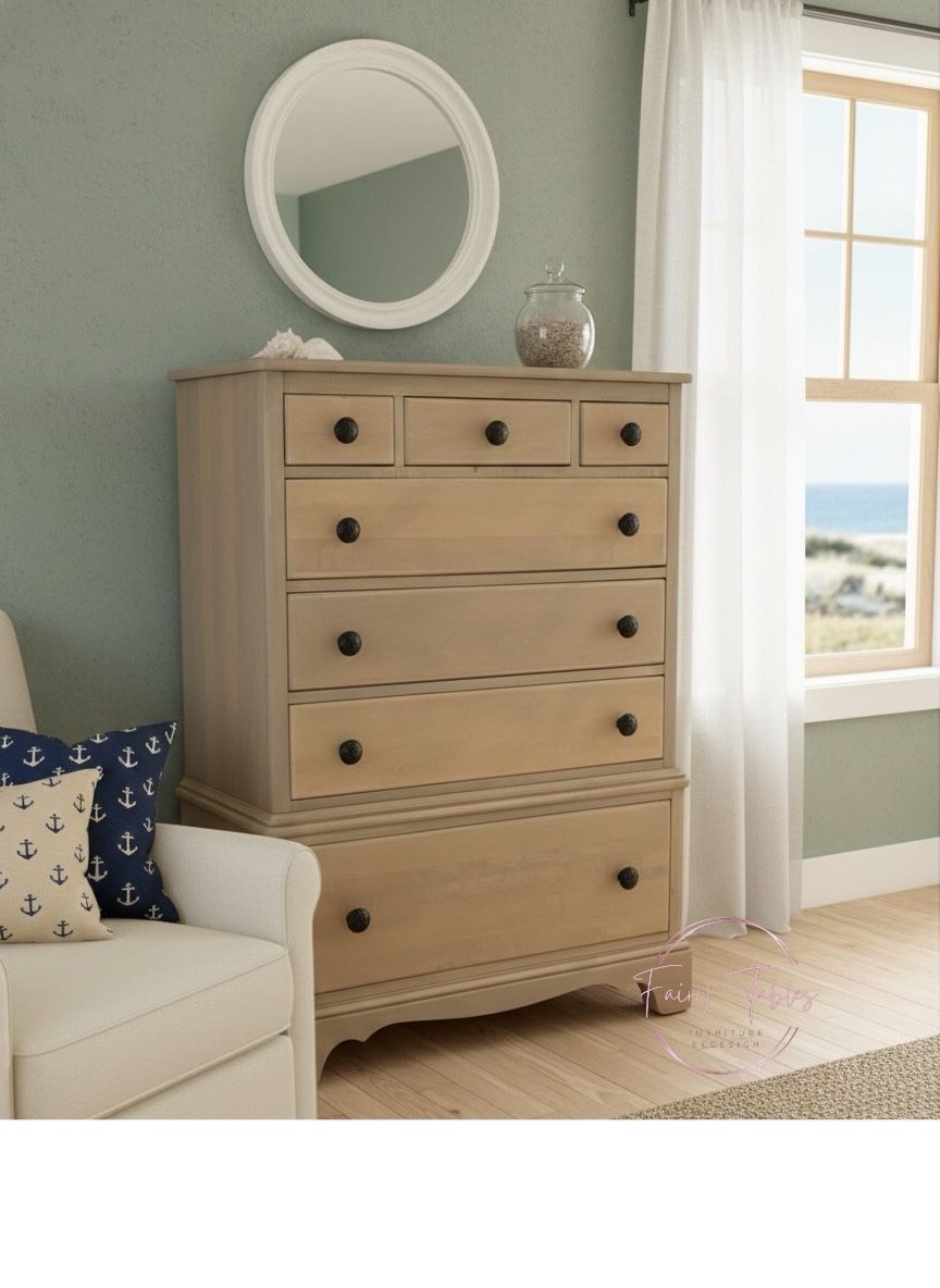 Solid Natural Maple Refinished Chest of Drawers by Willett Golden Beryl